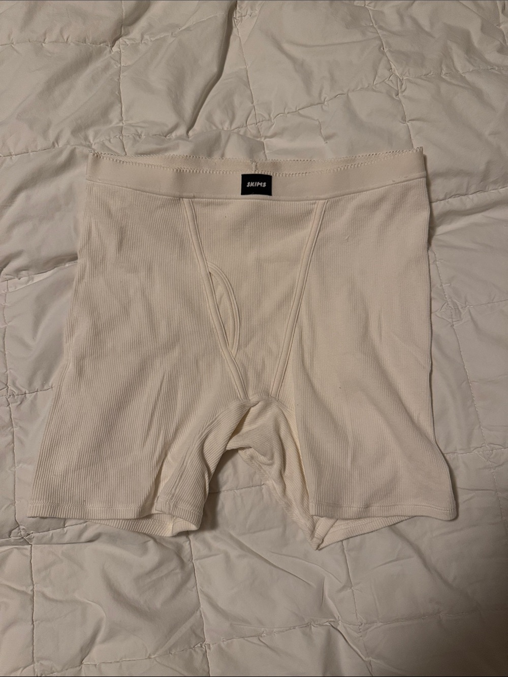 Skims Ribbed Boxer Briefs in Cream